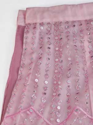 Pink and Silver Sequins Sangeet Special Lehenga and Blouse With Dupatta