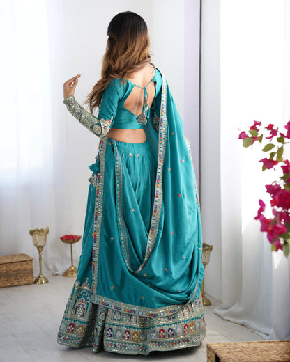 Natural Silk Embroidery Lehenga Choli Set
