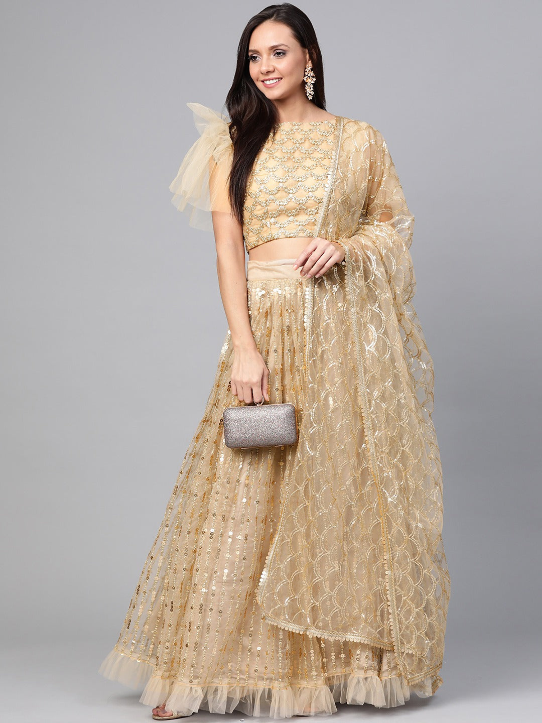 Light Cream color Lehenga choli with sequence work