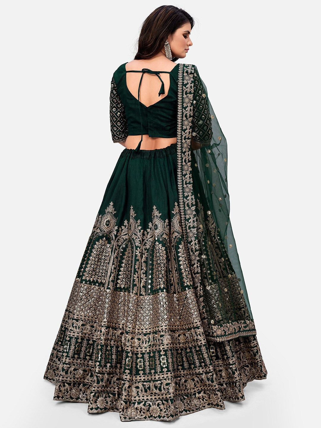 Green Wedding Wear Lehenga and Blouse With Dupatta