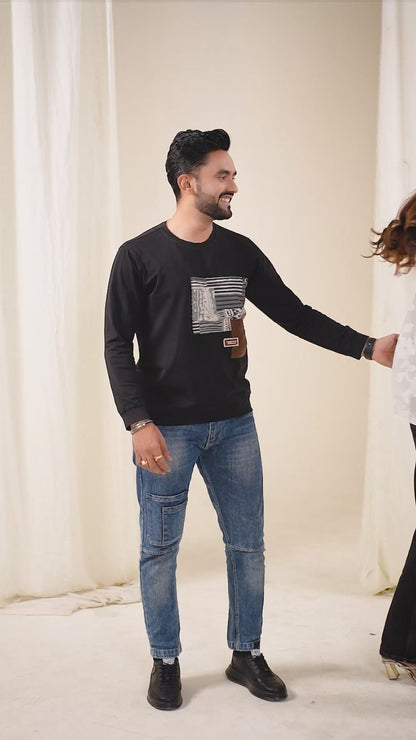 Shopgarb Navy Blue Embroidered Lehenga & Matching Men's Kurta Set