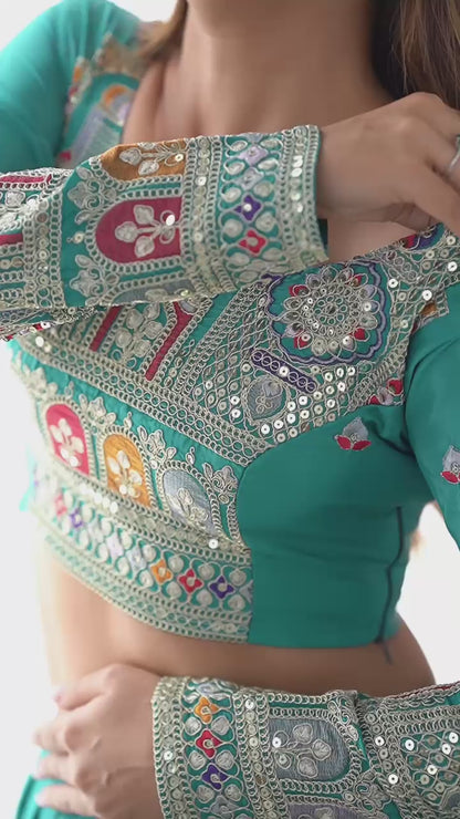 Natural Silk Embroidery Lehenga Choli Set