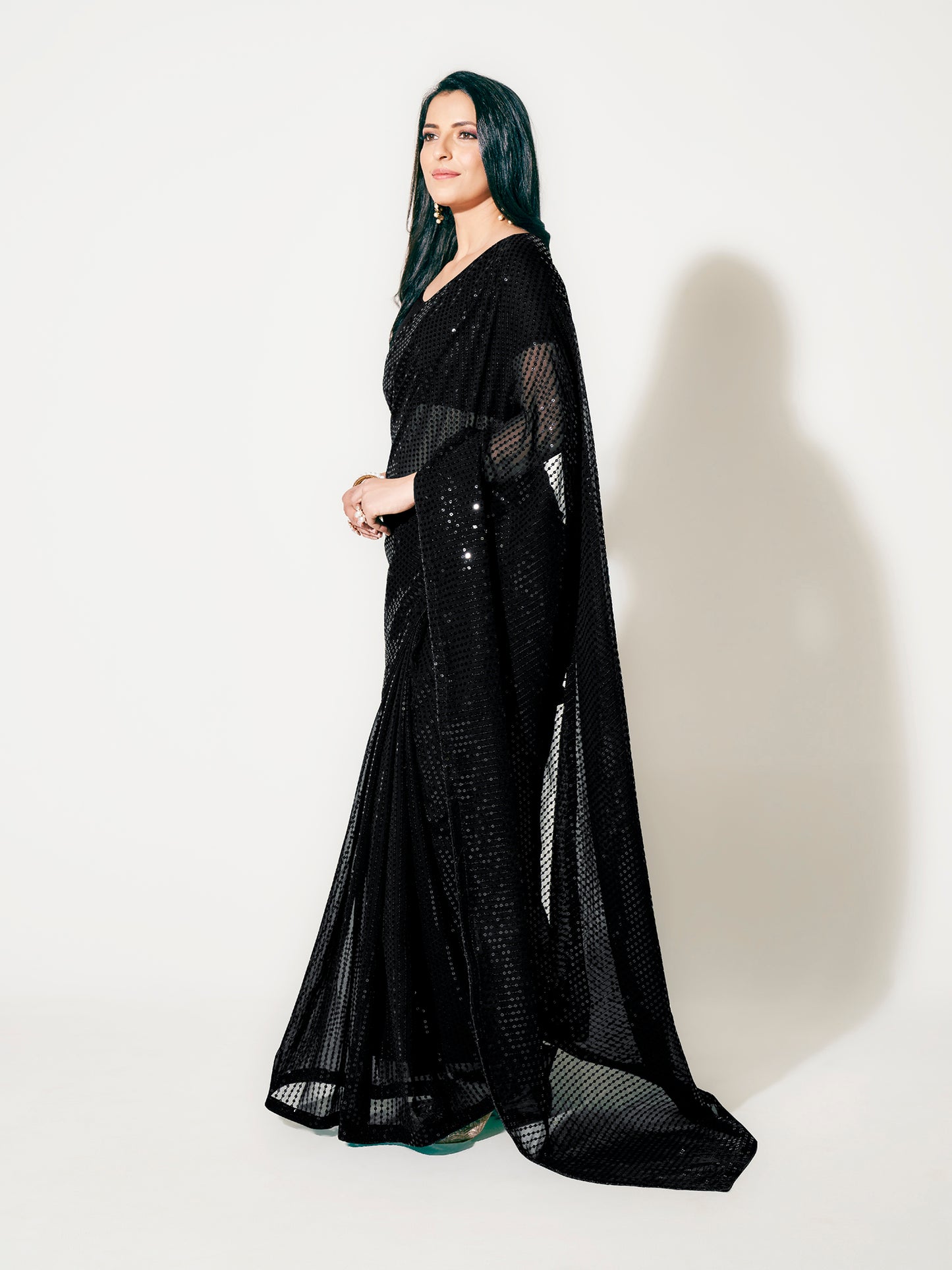 Black Fully Sequined Georgette Party Wear Saree