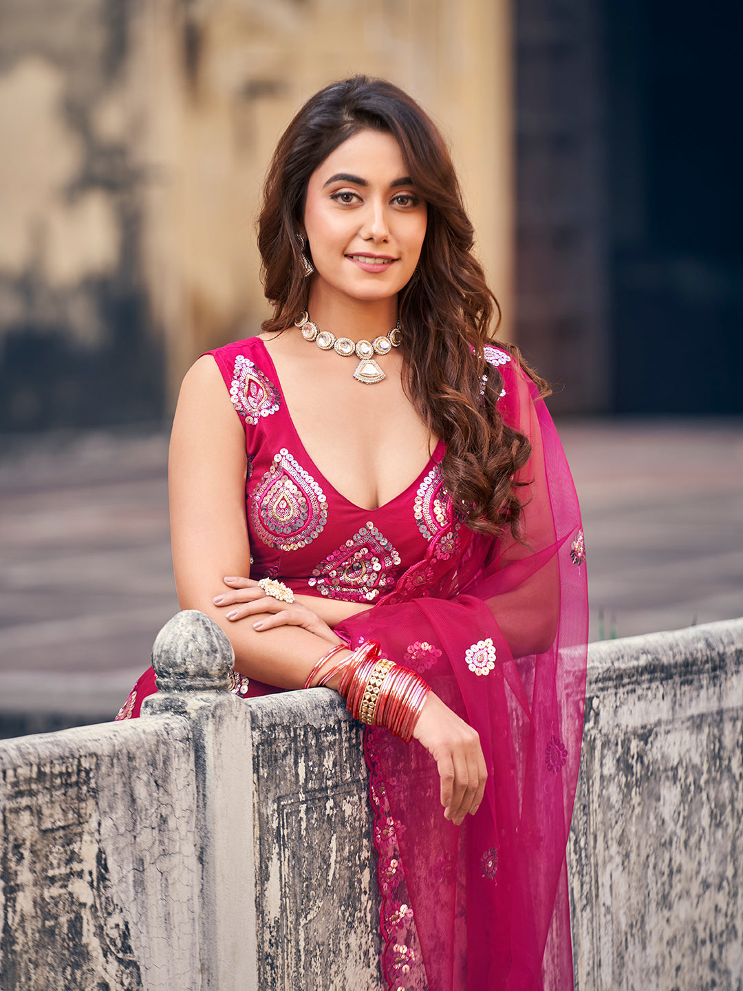 Marvelous Rani Pink Sequence Wedding Special Soft Net Lehenga Choli