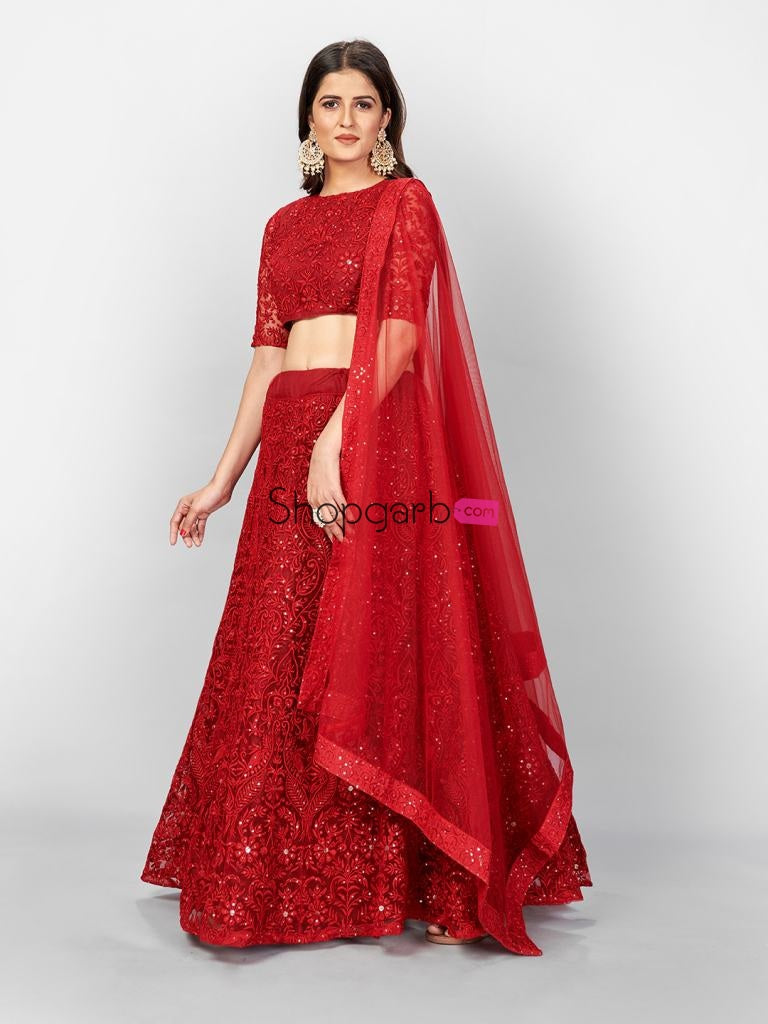 Admiring Maroon Color Designer Soft Net Sequins Work