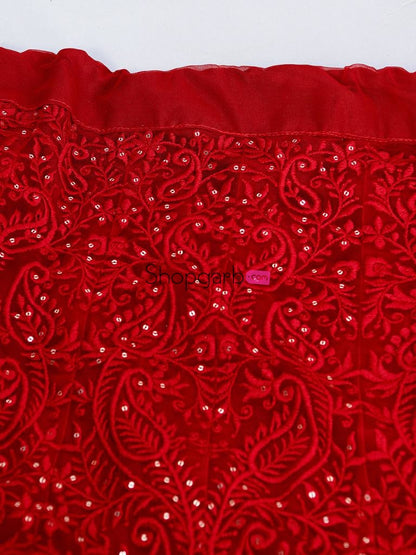 Admiring Maroon Color Designer Soft Net Sequins Work