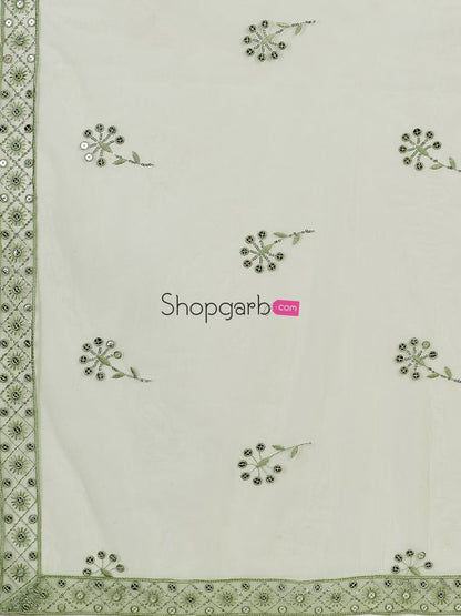 Admiring Sea Green And Silver Sequins Sangeet Special Lehenga Blouse With Dupatta