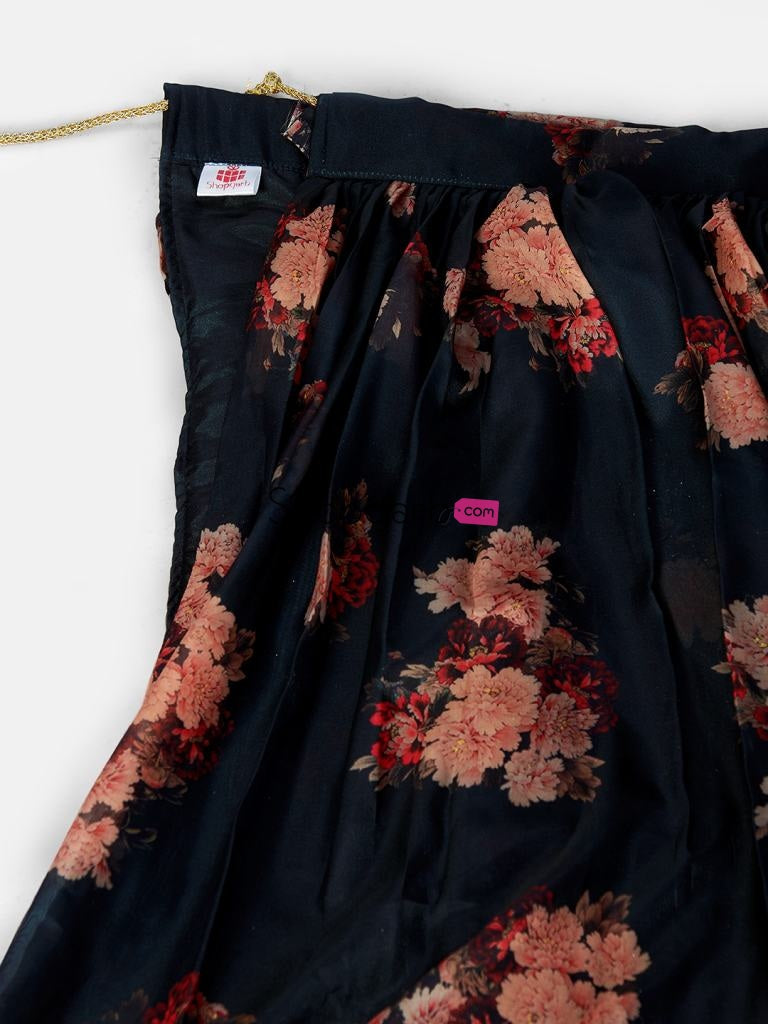 Adorable Blue Digital Printed Semi-Stitched Lehenga And Unstitched Blouse With Dupatta