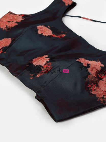 Adorable Blue Digital Printed Semi-Stitched Lehenga And Unstitched Blouse With Dupatta