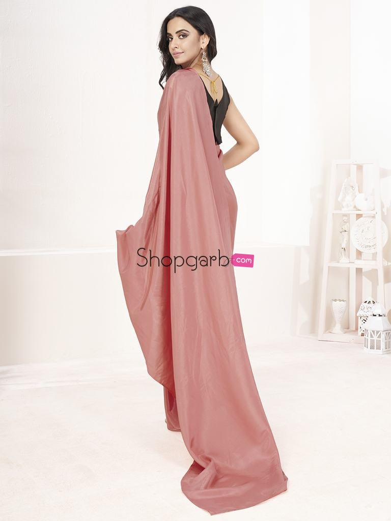 Baby Pink Ready To Wear One Minute Lycra Saree
