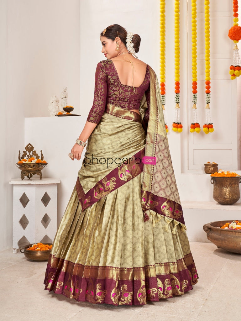 Beige Jacquard Silk Traditional Wedding Lehenga Choli Lehenga Choli