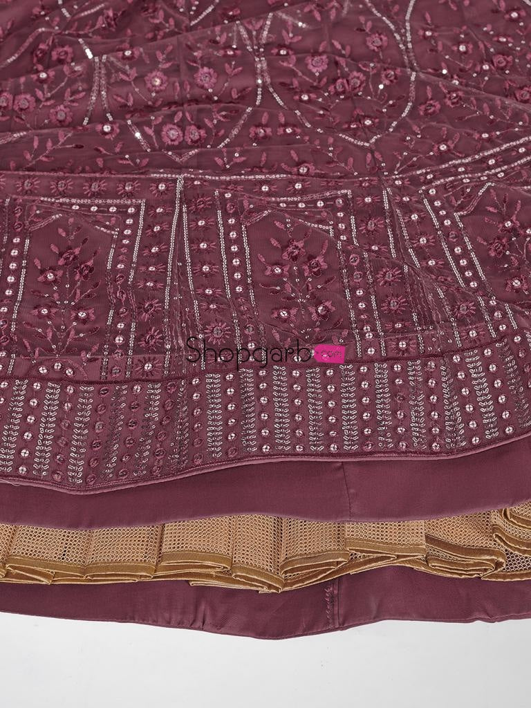 Burgundy And Steel Sangeet Special Lehenga Blouse With Dupatta