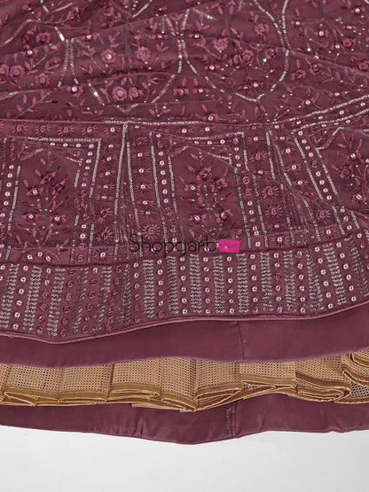 Burgundy And Steel Sangeet Special Lehenga Blouse With Dupatta