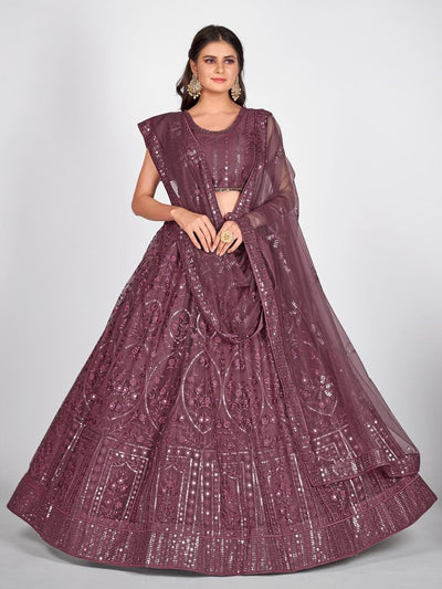 Burgundy And Steel Sangeet Special Lehenga Blouse With Dupatta