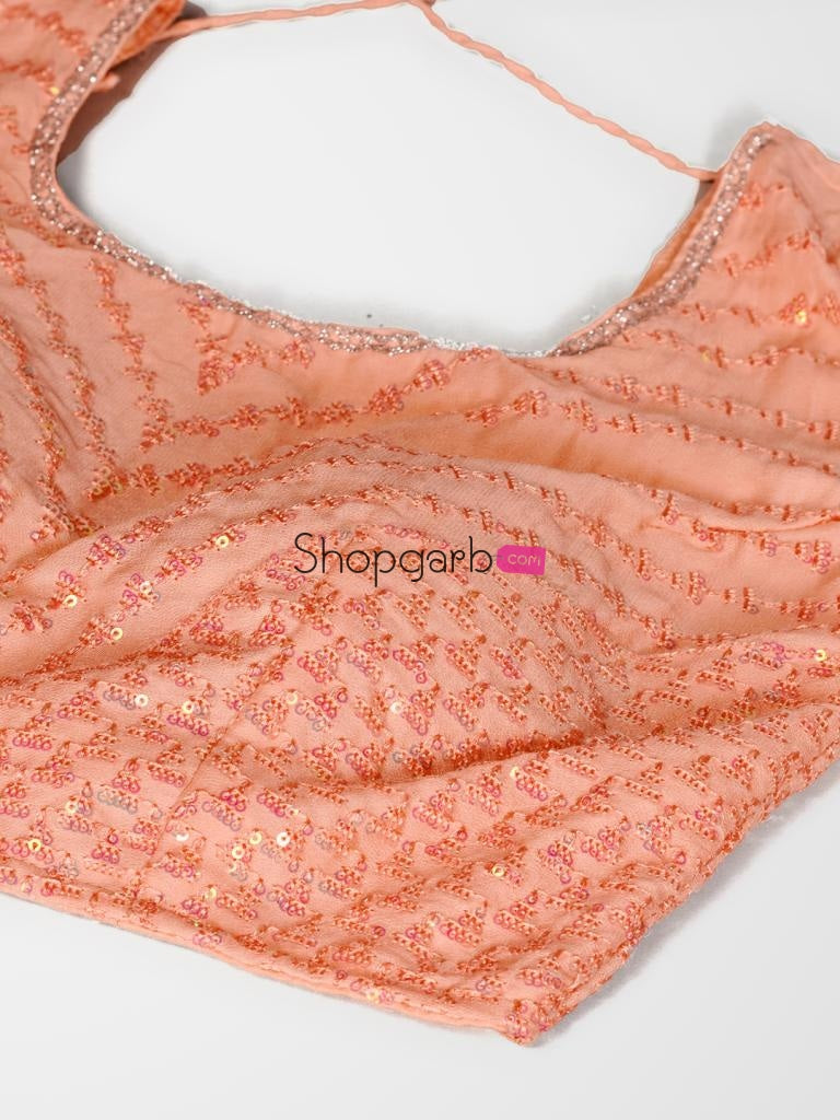 Decorative Orange And Silver Toned Embroidered Sangeet Special Lehenga Blouse With Dupatta