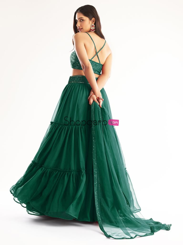 Emerald Green Party Wear Designer Lehenga Choli