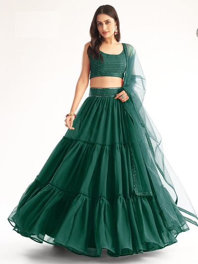 Emerald Green Party Wear Designer Lehenga Choli