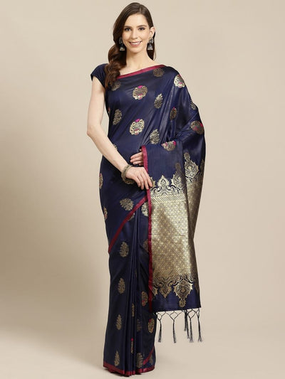 Exclusive Designer Dark Blue Color & New Latest Banarasi Silk Fabric