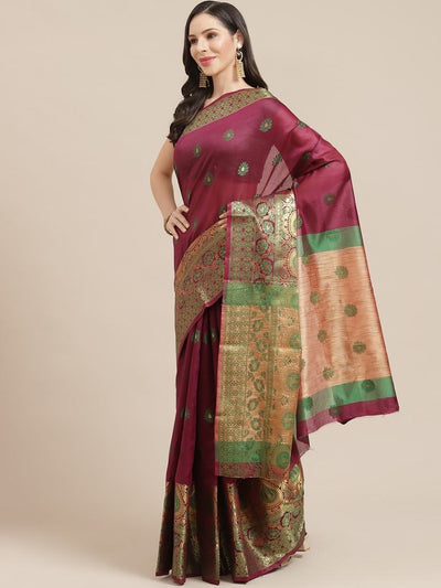 Exclusive Designer Dark Purple Color & New Latest Banarasi Silk Fabric