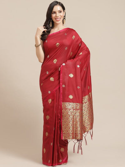 Exclusive Designer Dark Red Color & New Latest Banarasi Silk Fabric