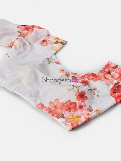 Exquisite White Digital Printed Semi-Stitched Lehenga And Unstitched Blouse With Dupatta