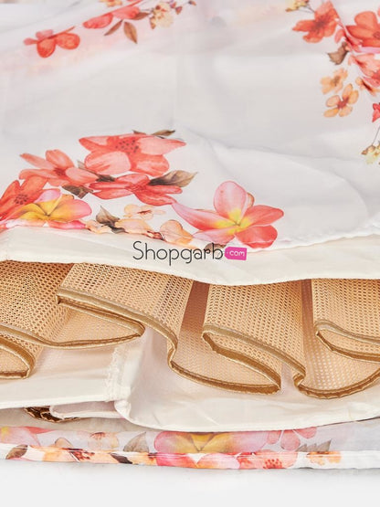 Exquisite White Digital Printed Semi-Stitched Lehenga And Unstitched Blouse With Dupatta