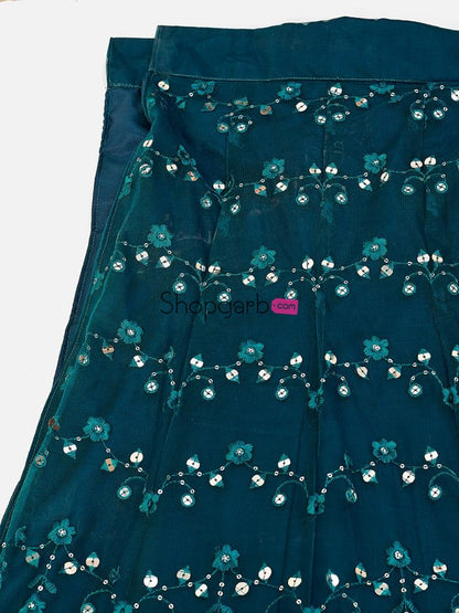 Fairly Good Blue And Silver Sequins Thread Work Sequinned Lehenga Blouse With Dupatta
