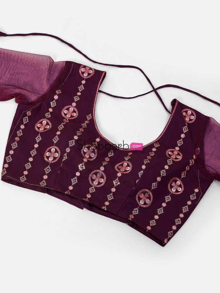 Fancy Maroon Embroidered Sequinned Lehenga And Blouse With Dupatta