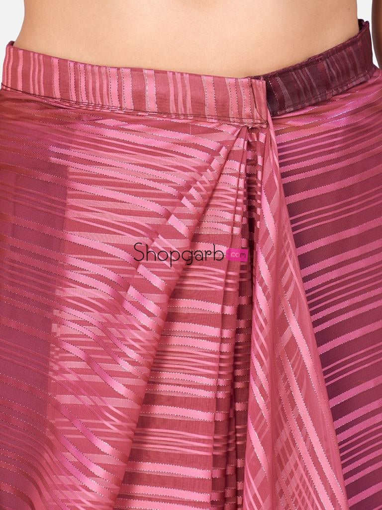 Fantastic Pink And Black Ready To Wear Saree