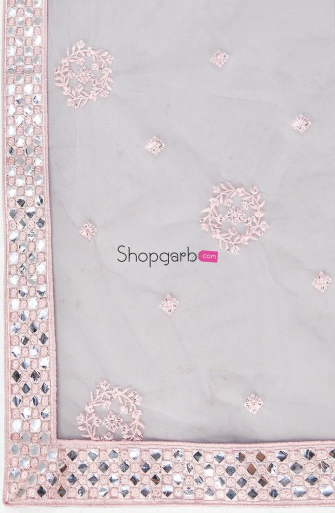 Gorgeous Designer Look Pink Organza Mirror Work Wedding Wear Lehenga