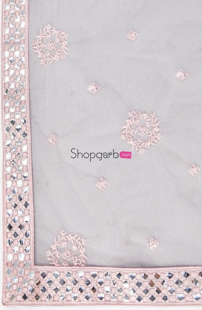 Gorgeous Designer Look Pink Organza Mirror Work Wedding Wear Lehenga