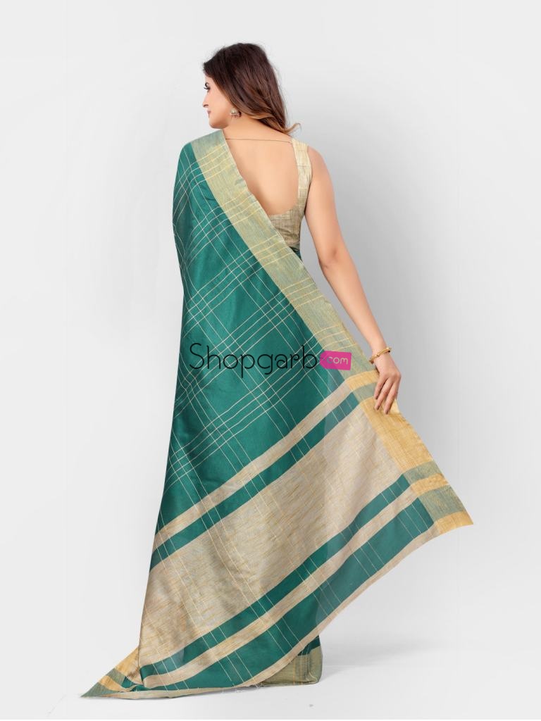 Green And Gold Woven Design Silk Cotton Stylish Saree