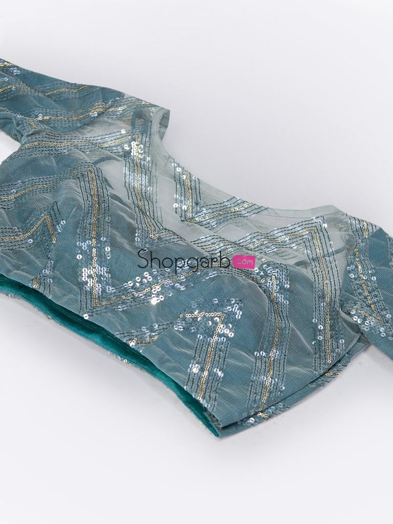 Indian Bridal Wear Gray Sequins Designer Lehenga And Blouse With Dupatta