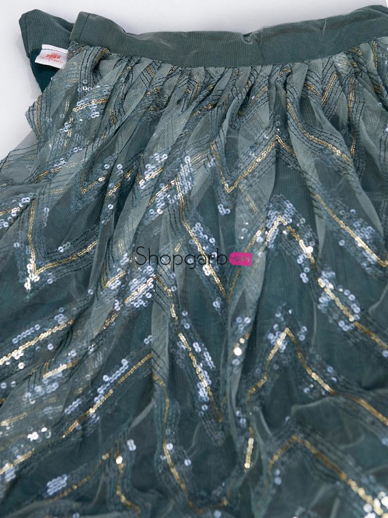 Indian Bridal Wear Gray Sequins Designer Lehenga And Blouse With Dupatta