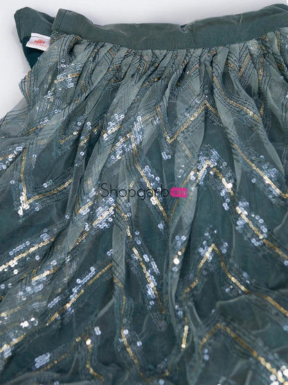 Indian Bridal Wear Gray Sequins Designer Lehenga And Blouse With Dupatta