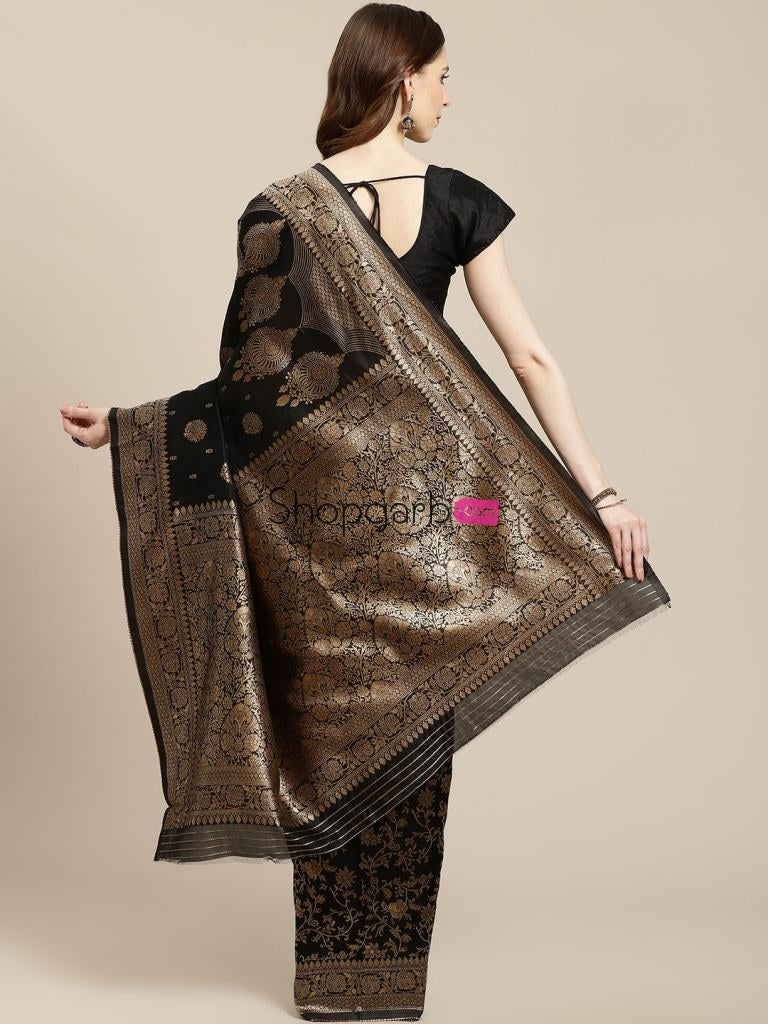 Indian Looks To Heavy & Fancy Banarasi Black Color Silk Fabric Update Collection