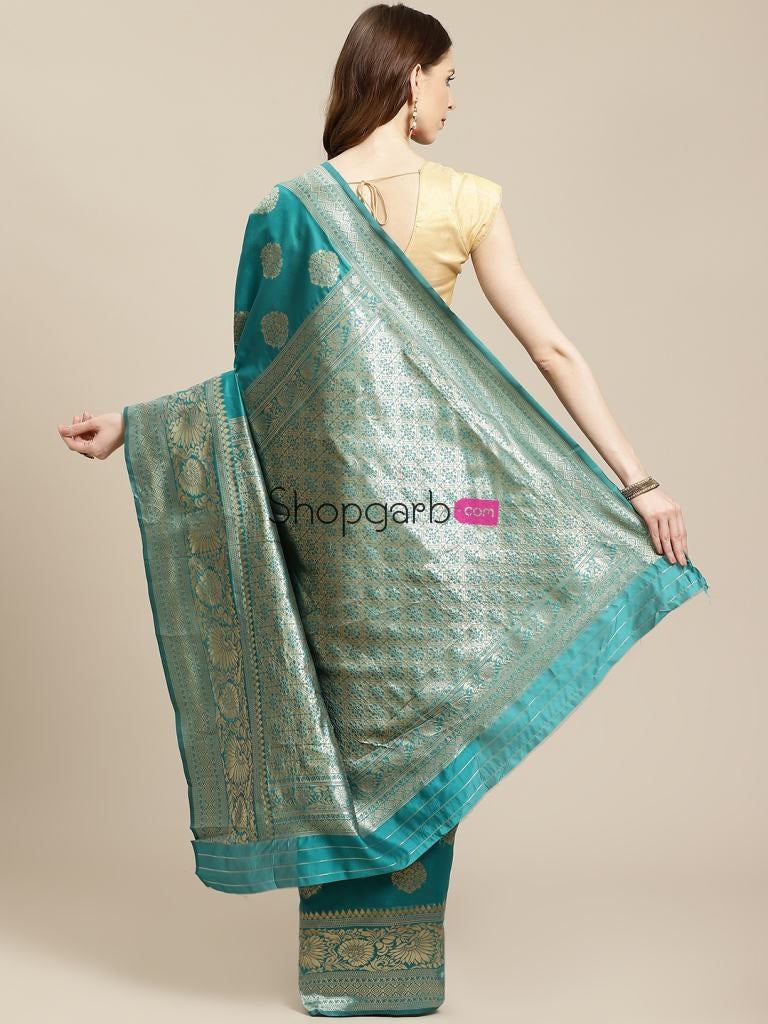 Latest Sky Blue Color Fancy Soft Banarasi Silk Fabric 2021 New