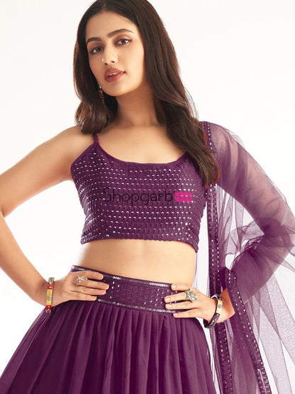 Mauve Purple Party Wear Designer Lehenga Choli