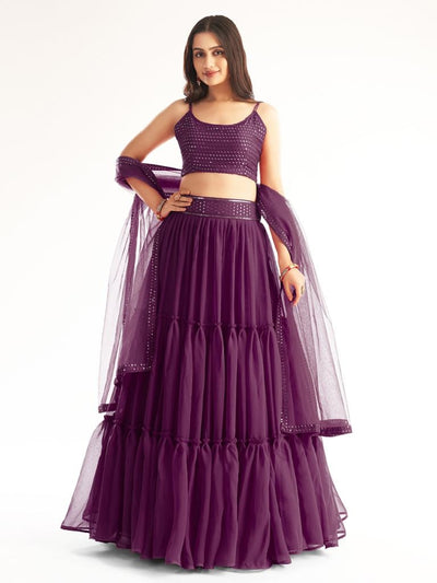 Mauve Purple Party Wear Designer Lehenga Choli