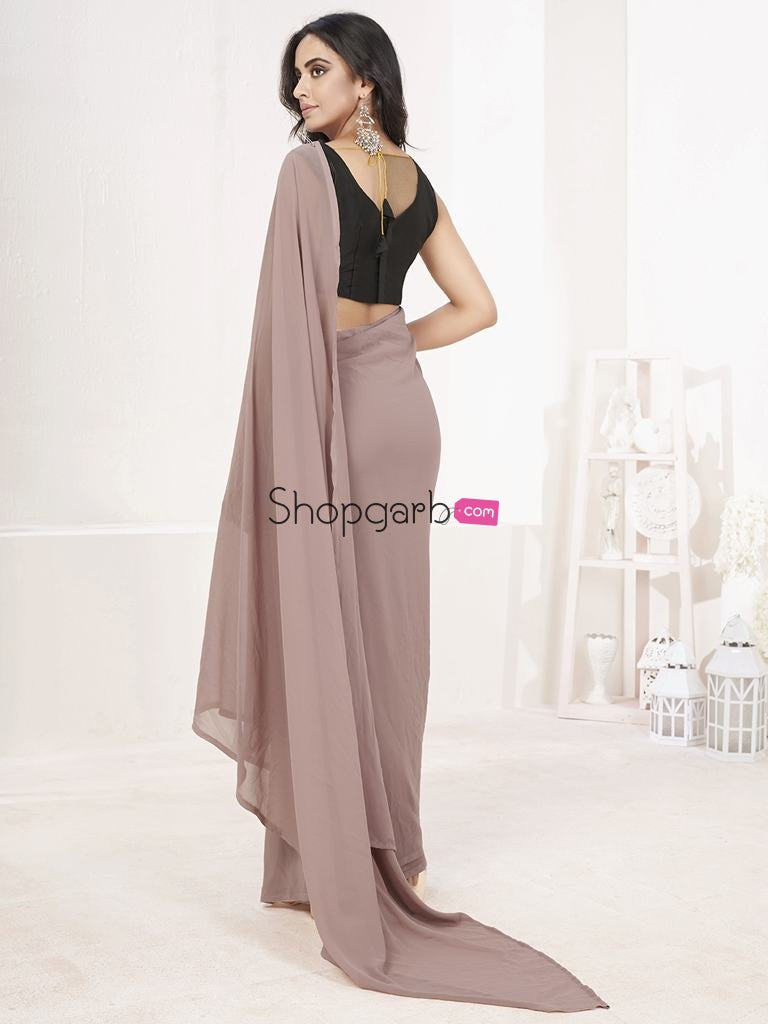 Mauve Ready To Wear One Minute Lycra Saree
