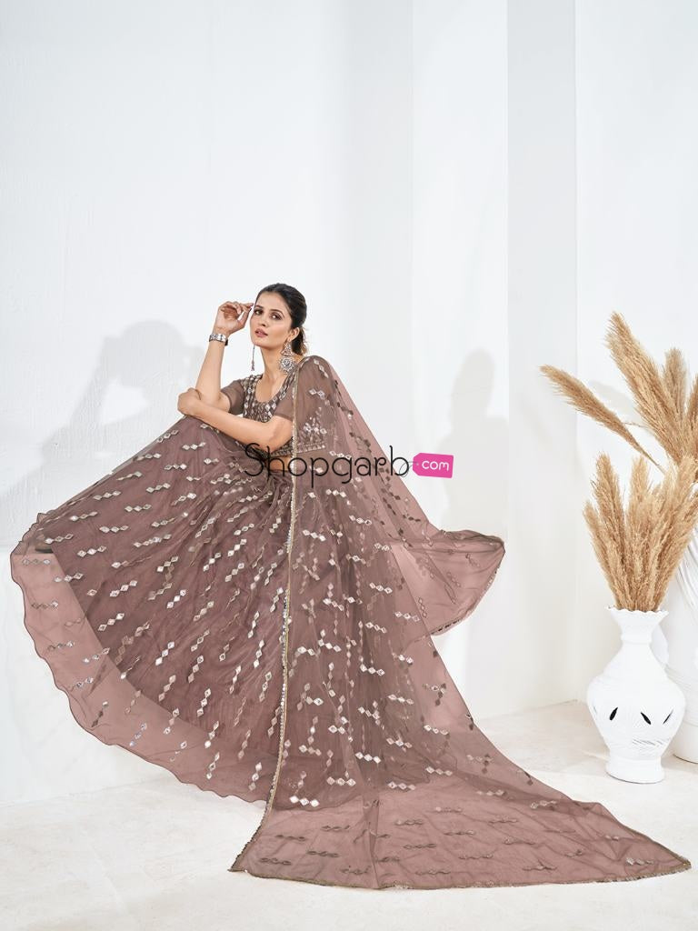 Mauve Sequins Embroidered Soft Net Festival Special Lehenga Choli