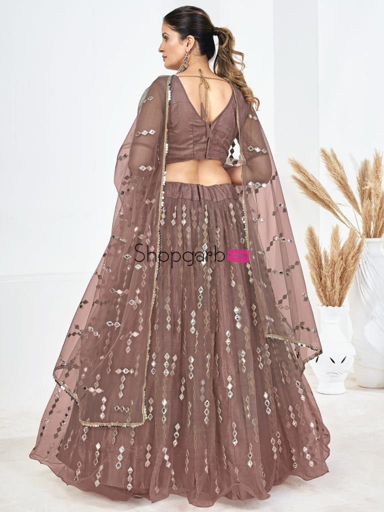 Mauve Sequins Embroidered Soft Net Festival Special Lehenga Choli