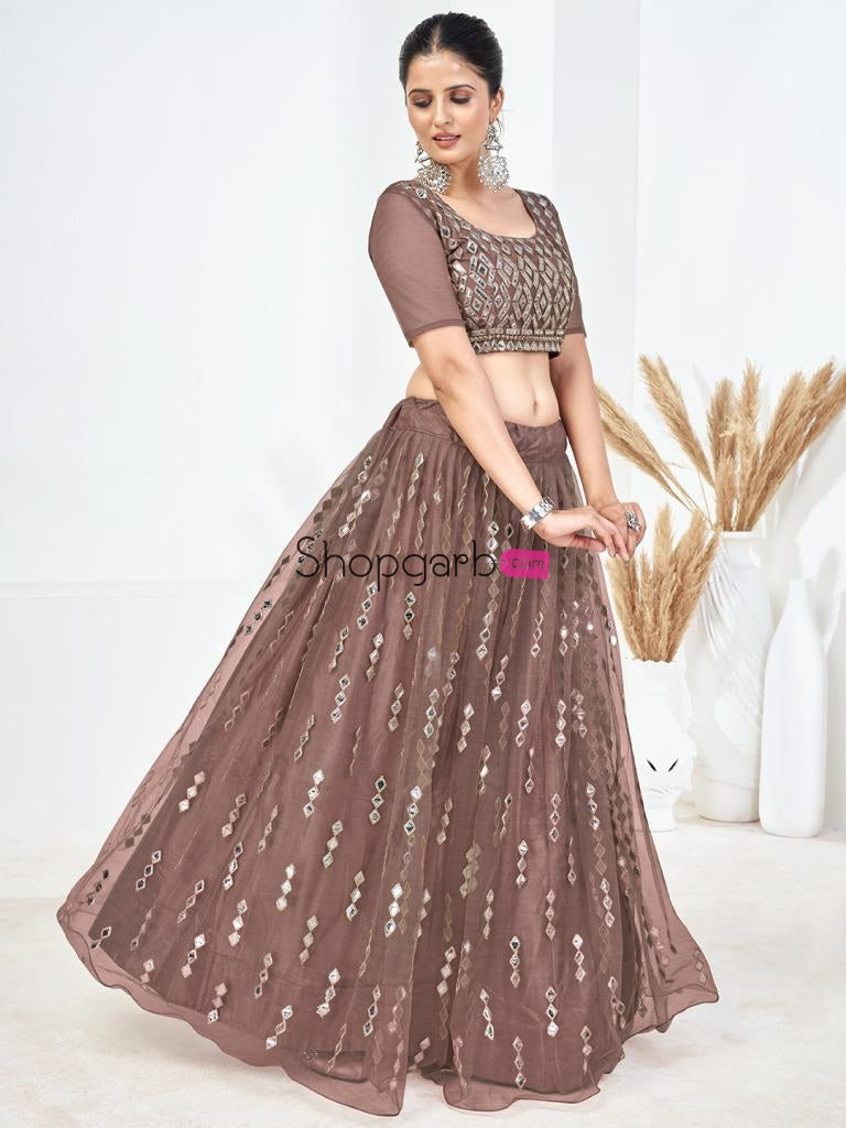 Mauve Sequins Embroidered Soft Net Festival Special Lehenga Choli