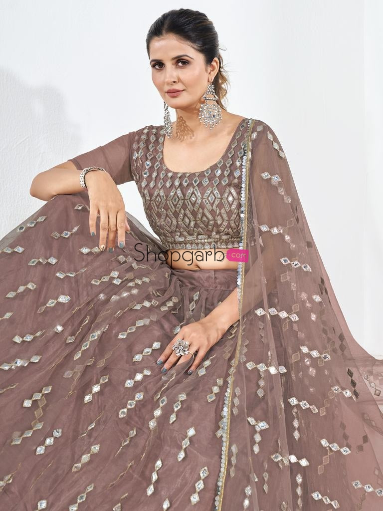 Mauve Sequins Embroidered Soft Net Festival Special Lehenga Choli
