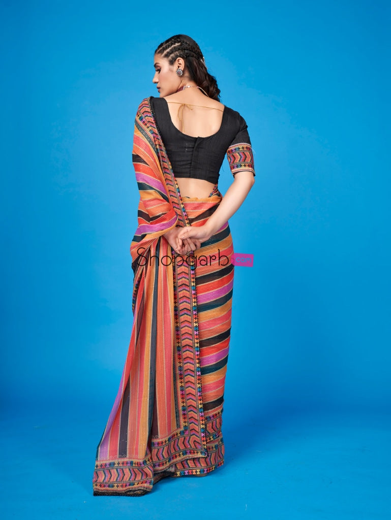 Multicolored Party Wear Sequins Based Georgette Saree Saree