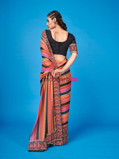 Multicolored Party Wear Sequins Based Georgette Saree Saree