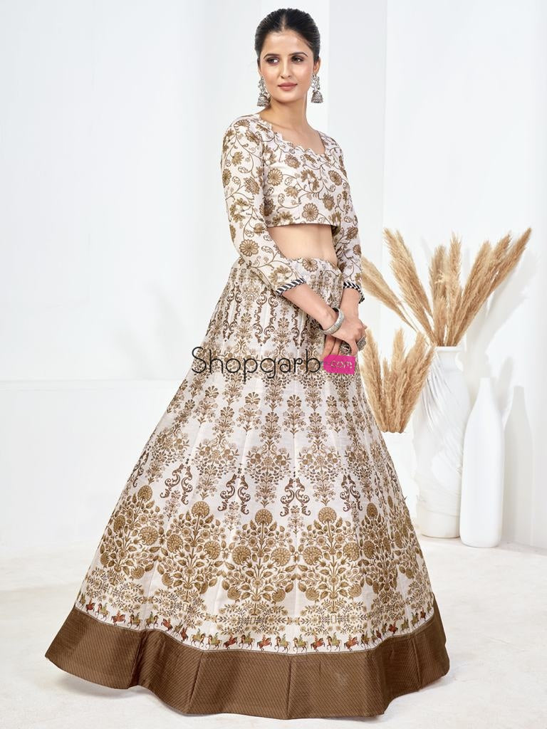 Off White Sequins Embroidered Silk Festival Special Lehenga Choli
