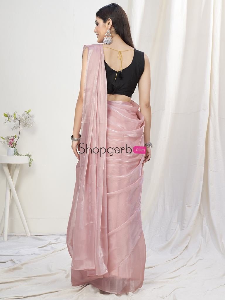Pale Pink Pre-Stitched Blended Silk Saree