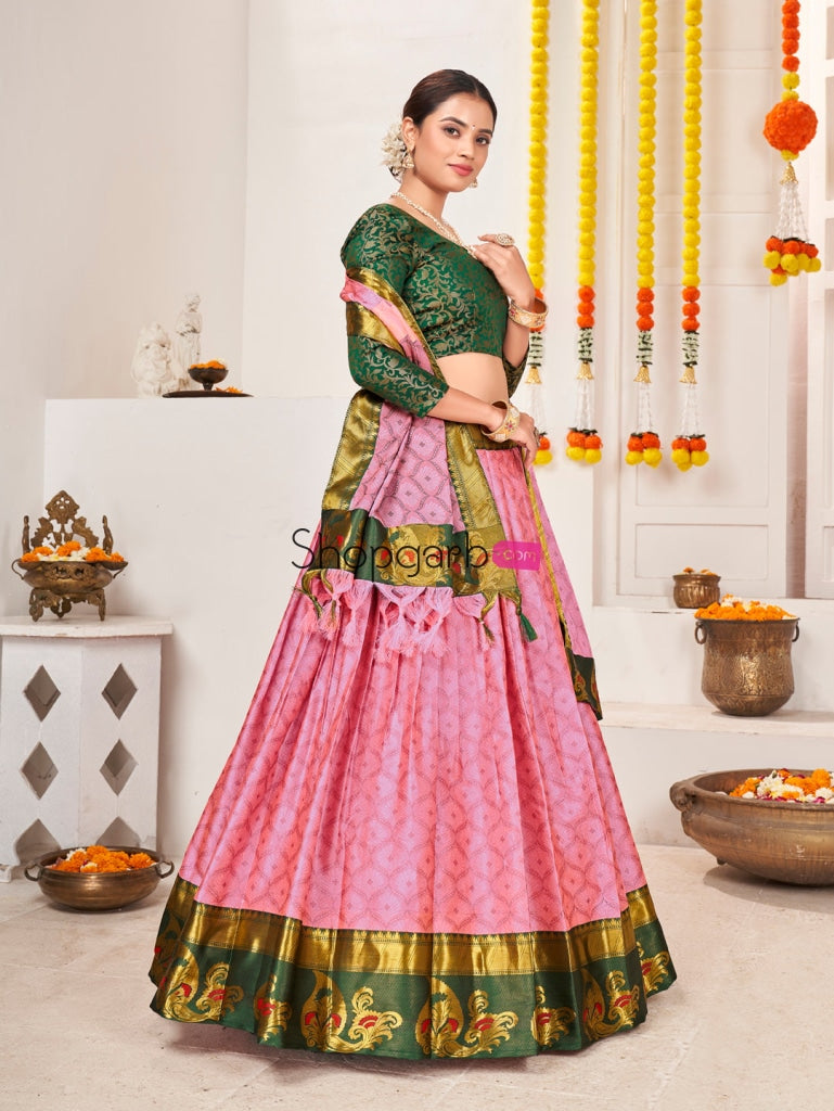 Pink Jacquard Silk Traditional Wedding Lehenga Choli Lehenga Choli