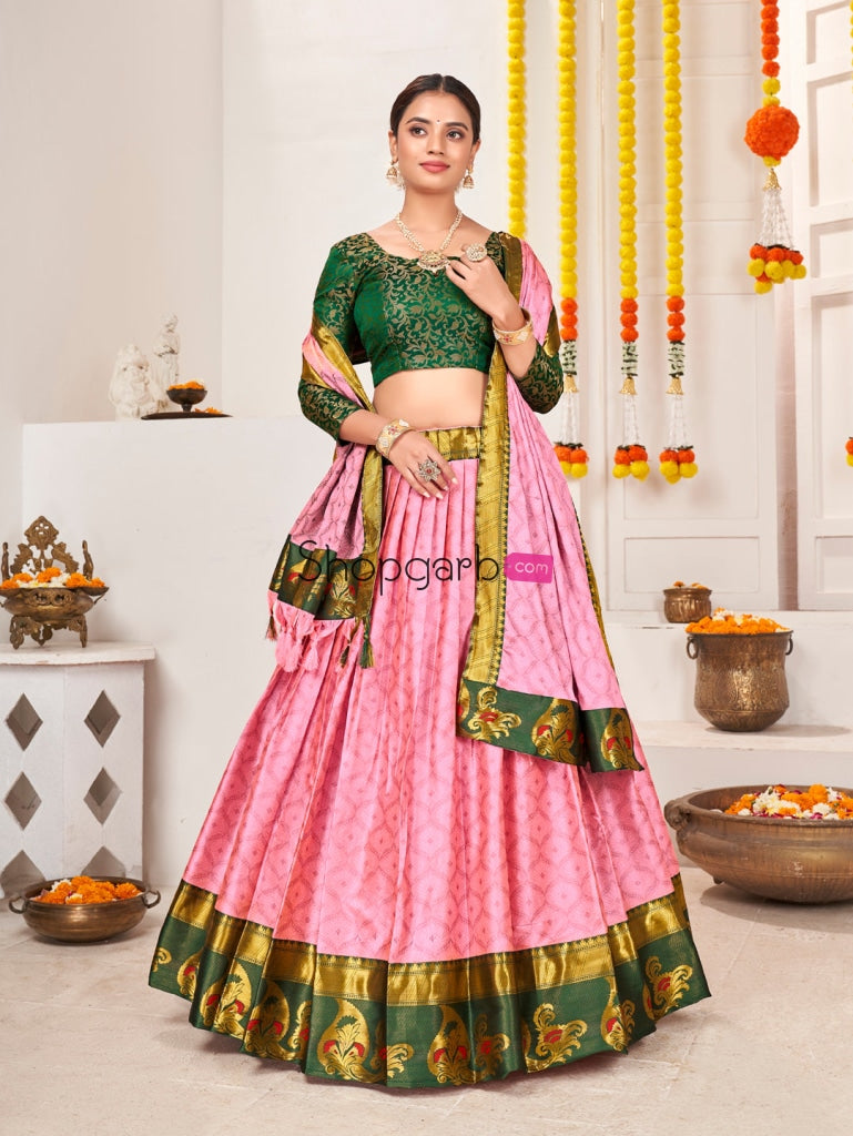 Pink Jacquard Silk Traditional Wedding Lehenga Choli Lehenga Choli